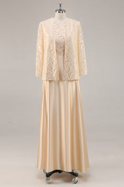 Champanhe A-Line Chiffon 2-Piece Linha-A Mãe do Vestido da Noiva