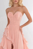 Rosa A Line Chiffon Ruffled Long Prom Dress