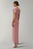 V Pescoço Sereia Rosa Chiffon Long Mãe Do Vestido De Noiva