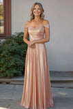 Elegante champanhe querido longo Ruched mãe do vestido de noiva