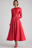 Chic Coral Uma Linha manga longa Mãe De Noiva Vestido
