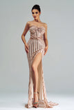 Damasco Sereia Strapless Sequined Split Prom Dress