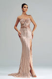 Damasco Sereia Strapless Sequined Split Prom Dress