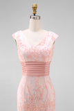 Verde V-Neck Sereia Appliques Sequins Cap Mangas Vestido de baile
