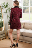 Sparkly Borgonha Bodycon Sequin Maxi Blazer Feminino