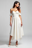 Linha-A Branco Fora do Ombro Chiffon Longo Vestidos Cerimónia