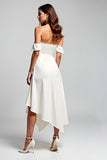 Linha-A Branco Fora do Ombro Chiffon Longo Vestidos Cerimónia