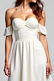 Linha-A Branco Fora do Ombro Chiffon Longo Vestidos Cerimónia