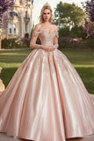 Off The Shoulder Blush Mangas Longas Ball Gown Vestido Quinceanera