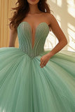 Hortelã querida tule renda vestido quinceanera