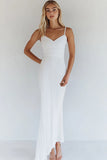 Bodycon Algodão Branco Esparguete Alças Plissado Vestido de Formatura