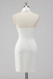 A-Line Halter Neck Cetim Vestido de Formatura Branco