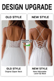Vestido Branco Midi de Tule com Alças Finas e Renda