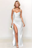 Simples Preto Ruched Espaghetti Correias Vestido Formal Longo com Fenda