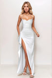 Simples Preto Ruched Espaghetti Correias Vestido Formal Longo com Fenda