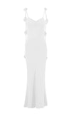 Sereia Branca Esparguete Correias Backless Vestido Formal