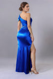Sereia Azul Real Um Ombro Recortado Vestido Formal