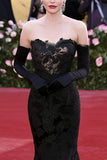 Black Lace Tulle Bainha Querida Appliques Red Carpet Dress