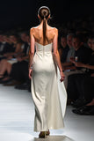 Branco A Line Strapless Ruched Gala Dress wirh 3D Flor
