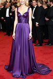 Sparkly Dark Purple Cetim Uma Linha Long Gala Dress