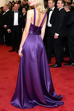 Sparkly Dark Purple Cetim Uma Linha Long Gala Dress