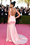 Blush Querida Sereia Backless Sequins Vestido de Gala