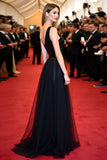 Sparkly One Shoulder Preto Um Vestido de Gala Linha
