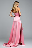Vestido de baile de formatura querido da bainha rosa com fenda