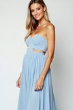 Blue Cut out A-Line Querida Vestido de Noiva Longo com Fenda