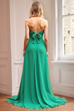 Chic Green Strapless Um vestido de dama de honra linha com gravata borboleta de volta