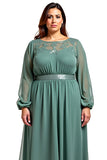 Bainha Eucalipto Mangas Compridas Longo Vestido Mae Noiva