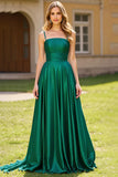 Verde Escuro Linha-A Pescoço Quadrado Longo Vestido De Baile