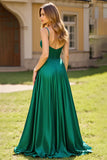Verde Escuro Linha-A Pescoço Quadrado Longo Vestido De Baile
