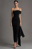 Vestidos Cerimónia Longo Preto Fora do ombro Bodycon