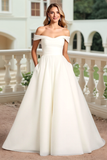 Marfim De Baile/Princesa Fora do Ombro Longos Vestido de Noiva