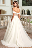 Marfim De Baile/Princesa Fora do Ombro Longos Vestido de Noiva