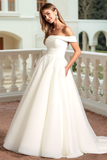 Marfim De Baile/Princesa Fora do Ombro Longos Vestido de Noiva