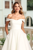 Marfim De Baile/Princesa Fora do Ombro Longos Vestido de Noiva