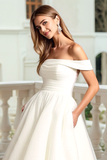 Marfim De Baile/Princesa Fora do Ombro Longos Vestido de Noiva