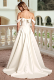 Marfim Cetim De Baile/Princesa Longos Vestidos de Noiva com Arco