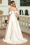 Marfim Cetim De Baile/Princesa Longos Vestidos de Noiva com Arco