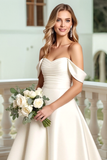 Marfim Cetim De Baile/Princesa Longos Vestidos de Noiva com Arco