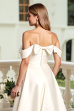 Marfim Cetim De Baile/Princesa Longos Vestidos de Noiva com Arco