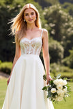 Marfim De Baile/Princesa Espartilho Longos Vestido de Noiva com Renda