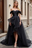 Tule Preto Fora do Ombro De Baile/Princesa Vestidos de Noiva