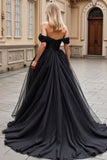 Tule Preto Fora do Ombro De Baile/Princesa Vestidos de Noiva