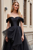 Tule Preto Fora do Ombro De Baile/Princesa Vestidos de Noiva