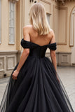 Tule Preto Fora do Ombro De Baile/Princesa Vestidos de Noiva