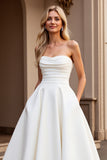 Vestidos de Noiva Sem Alças Longo Linha-A Cetim