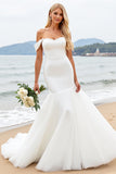 Vestidos de Noiva Longo Fora do Ombro Sereia Organza